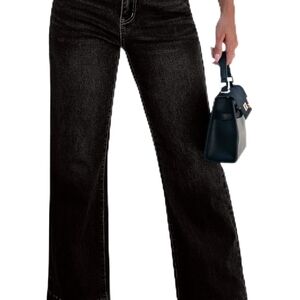 Chic Black Wide Leg Jeans for Women